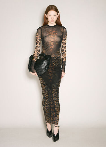 Jean Paul Gaultier Leopard Mesh Long-Sleeve Top Black jpg0258032