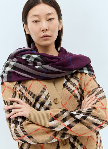 Burberry Giant Check Wool Scarf Purple bur0257025