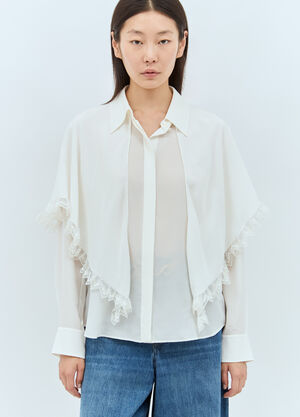 Chloé Knotted Heritage Cape Blouse White chl0257012