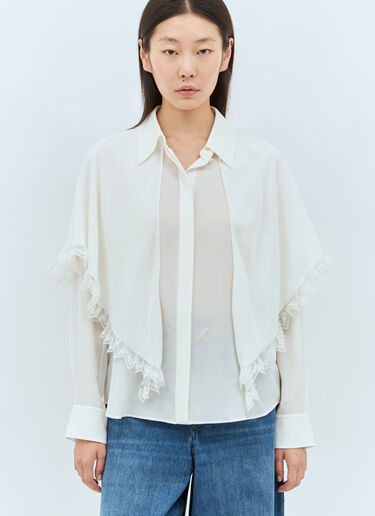 Chloé Knotted Heritage Cape Blouse White chl0257007