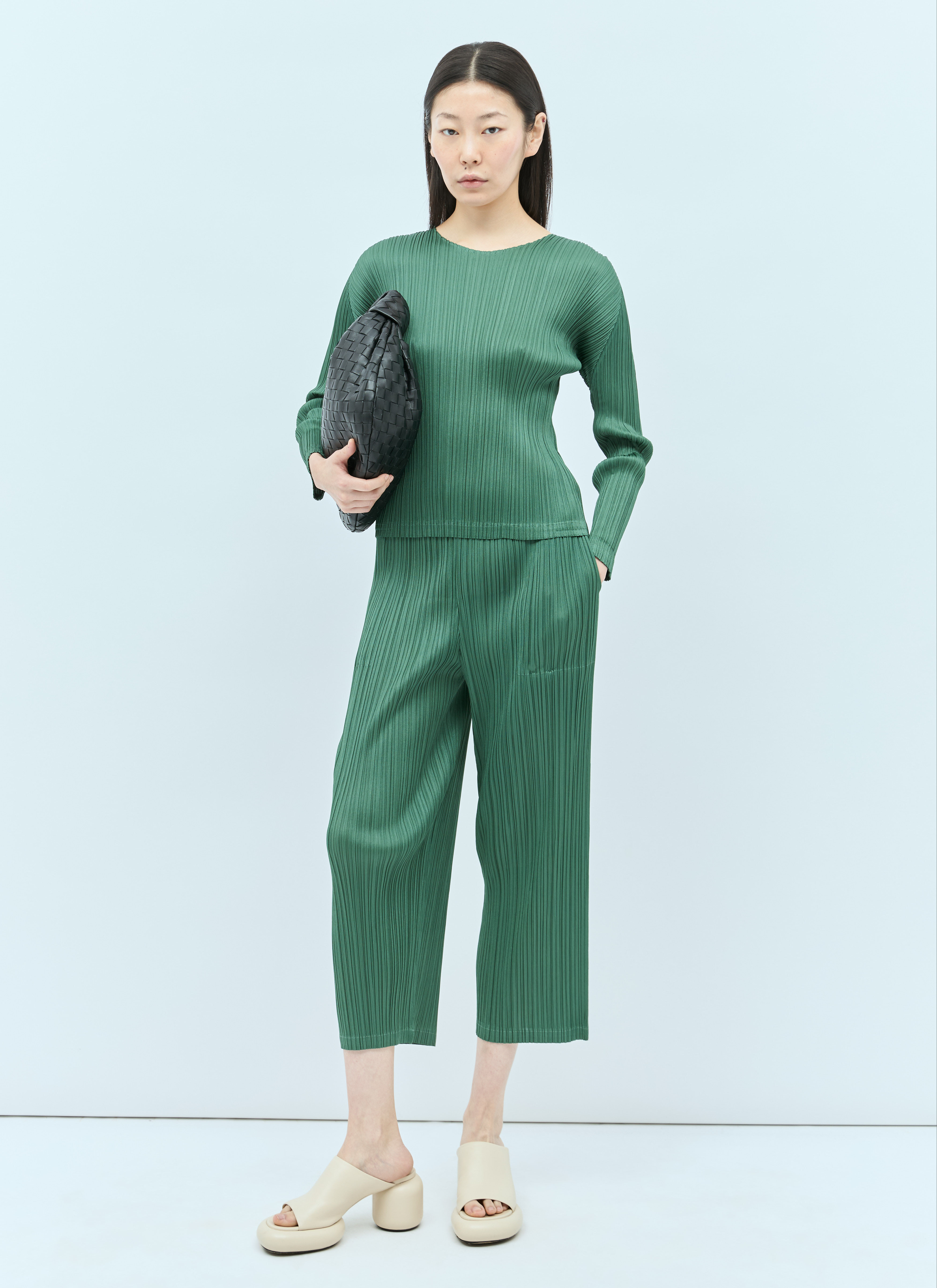 Pleats Please Issey Miyake Monthly Colors: December Pants - Woman Pants Green 4