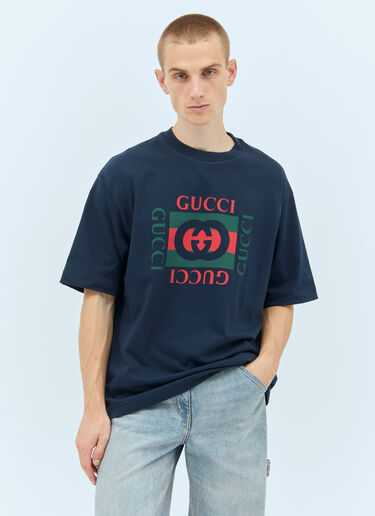 Gucci Logo Print T-Shirt Navy guc0157007