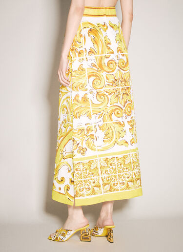 Dolce & Gabbana Majolica-Print Brocade Skirt Yellow dol0257006