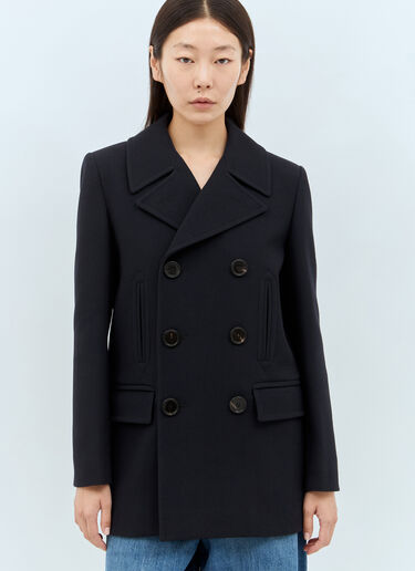 Chloé Double Wool Crêpe Pea Coat Blue chl0257016