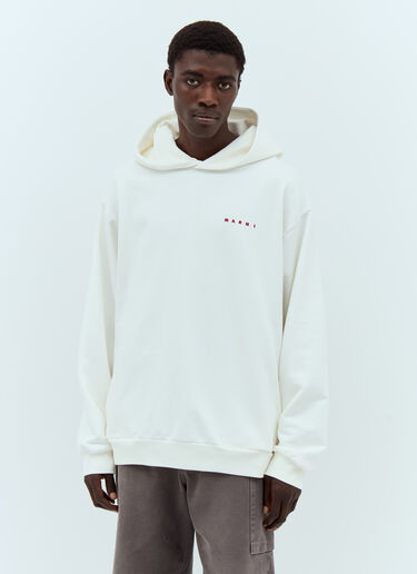 Marni Logo Embroidery Hooded Sweatshirt White mni0157002