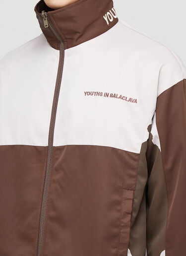 Youths in Balaclava Embroidered Logo Jacket Brown yib0140012
