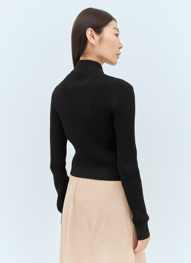 Miu Miu Wool Rib Cardigan Black miu0258001