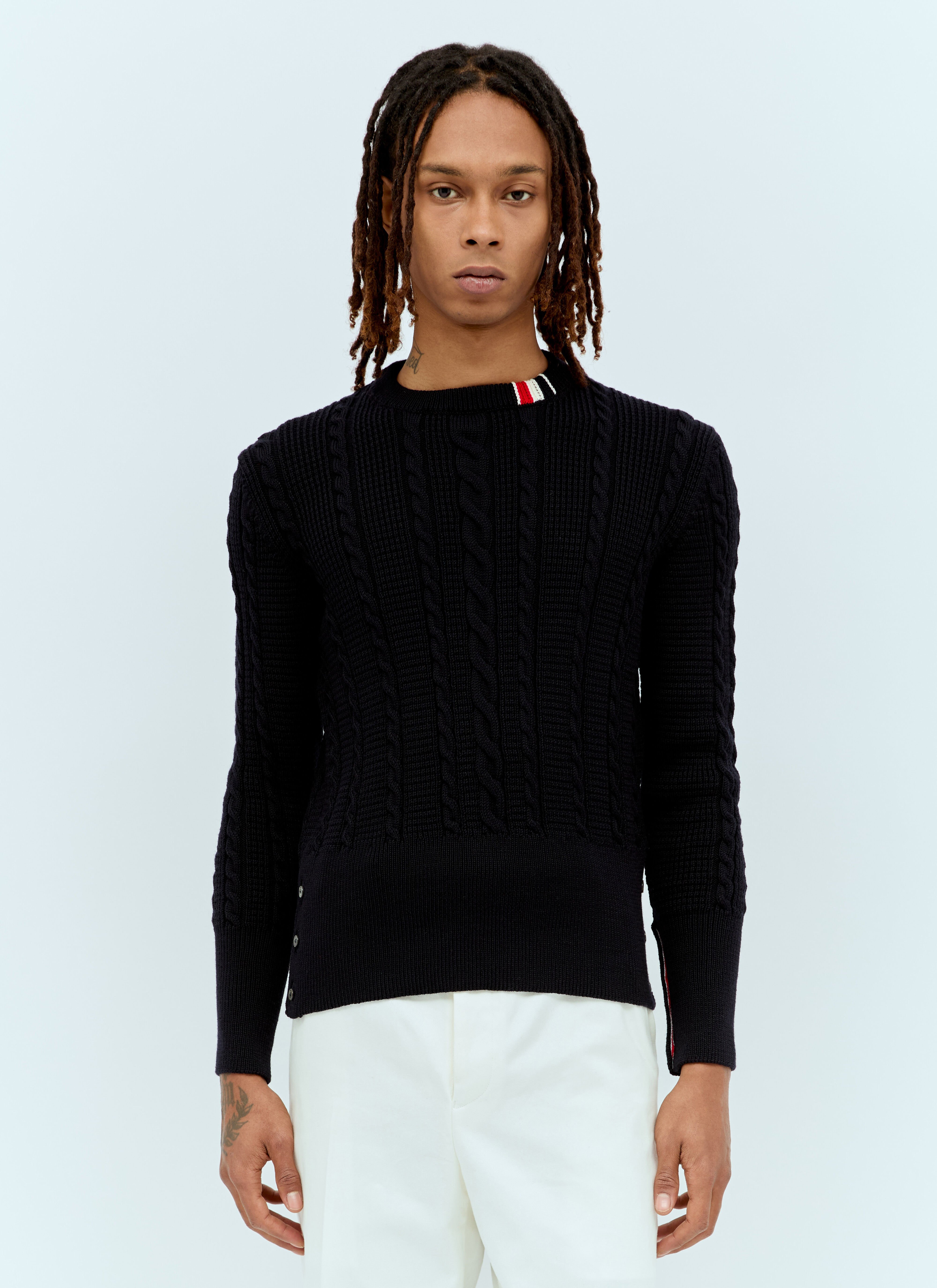 Thom Browne Cable Knit Sweater Grey thb0156006