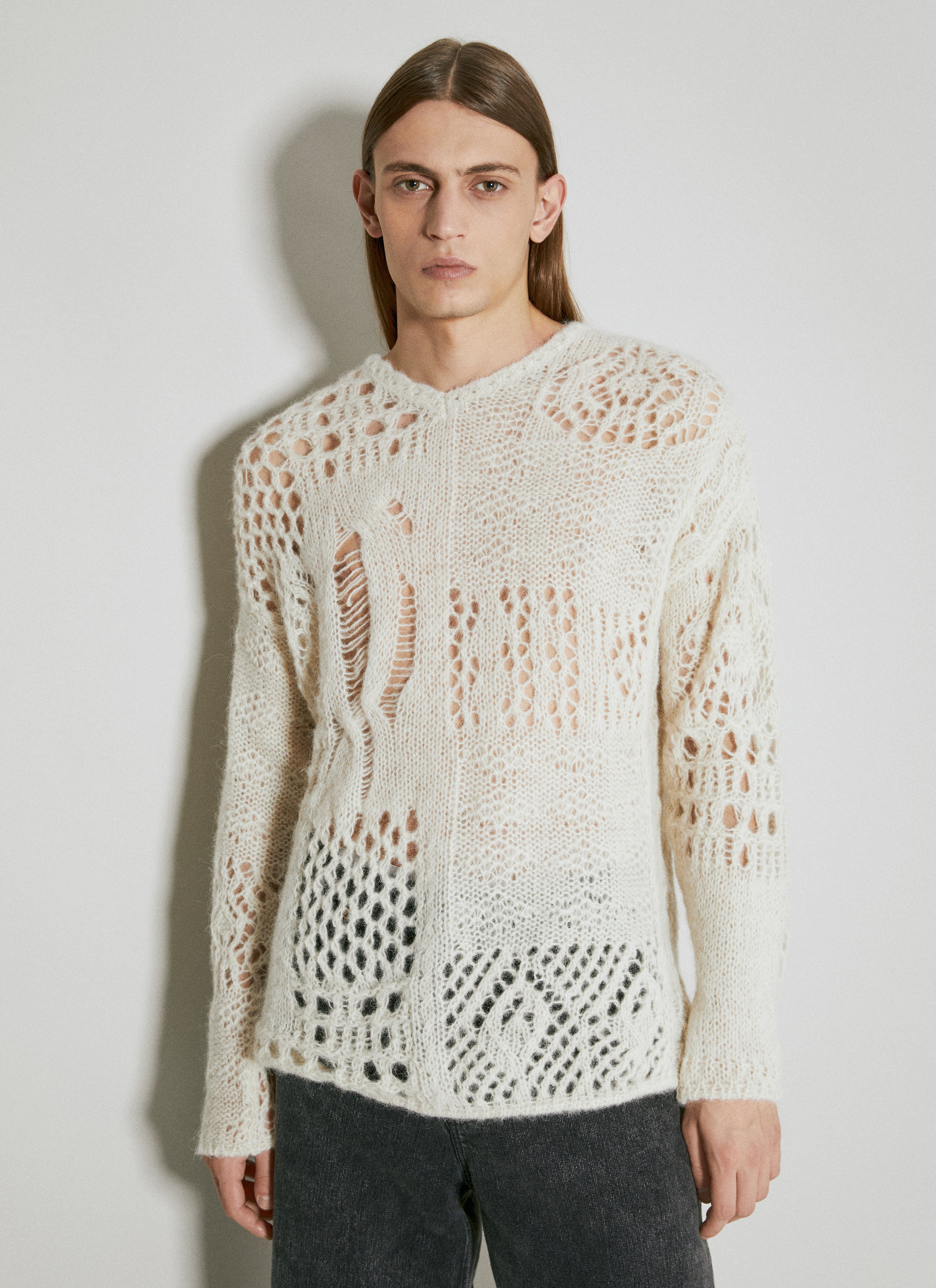 Our Legacy V Neck Crochet Sweater Grey our0356007