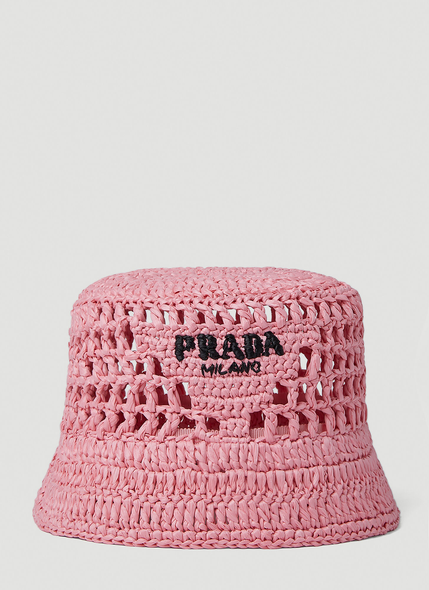 Prada Check Crochet Bucket Hat in Pink