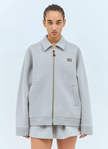 Miu Miu Jersey Zip-Up Jacket Grey miu0258013