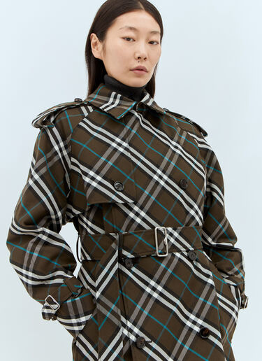 Burberry Check Twill Trench Coat Green bur0257010