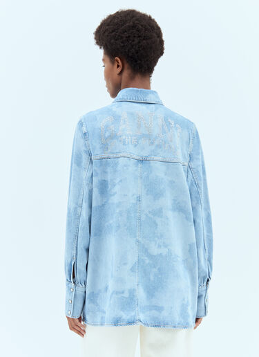 GANNI Bleach Denim Shirt Blue gan0256009