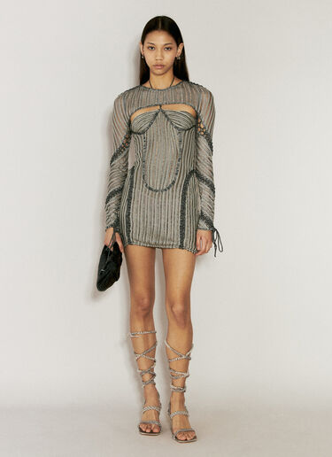 Isa Boulder Petal Open-Knit Mini Dress Grey isa0255007