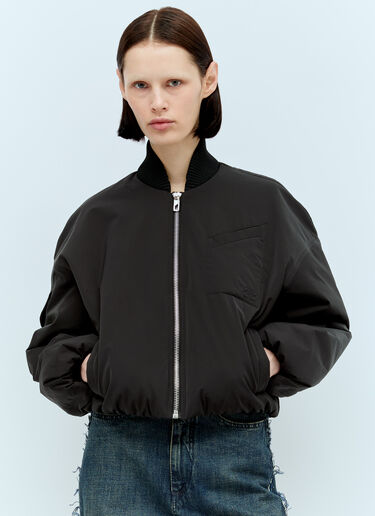 GANNI Twill Oversized Bomber Jacket Black gan0256052