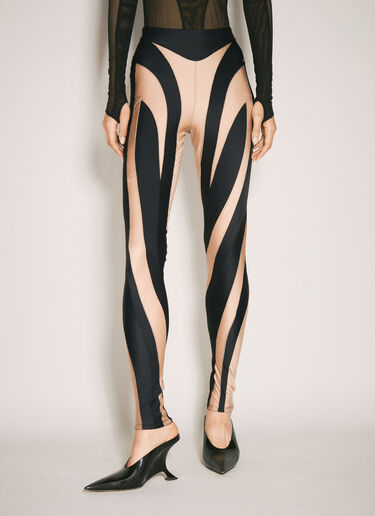 Mugler Bi-Colour Spiral Leggings Beige mug0255003