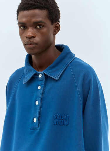 Miu Miu Logo Patch Polo Sweatshirt Blue miu0357002