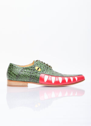 Prada Crocodile Lace-Up Shoes Black pra0154010