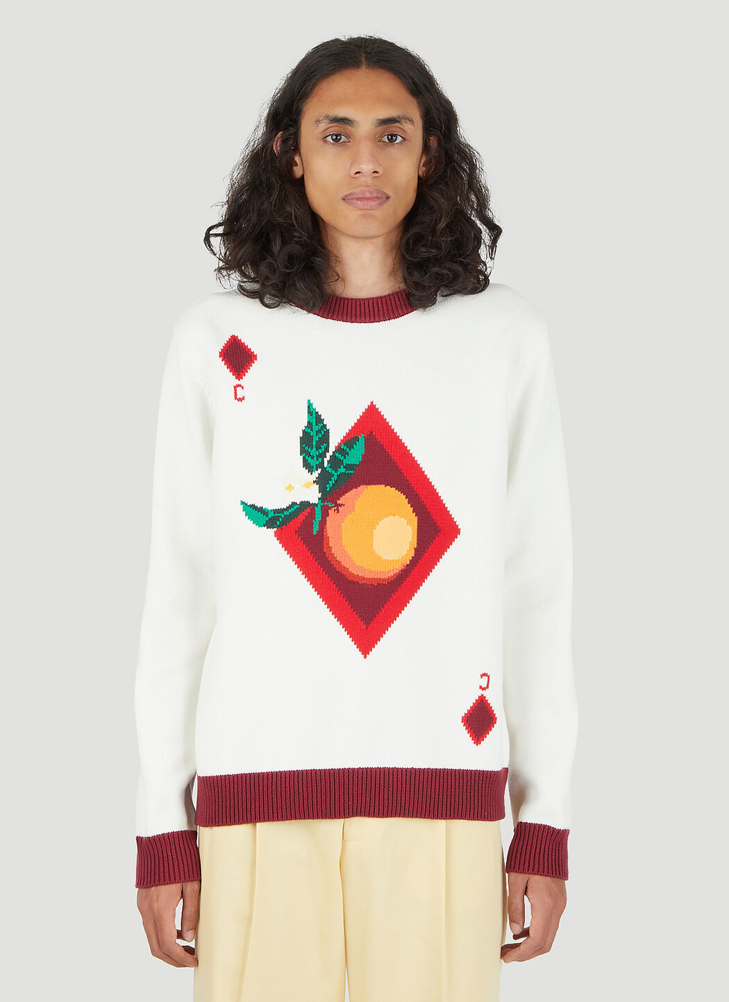 Orange Card Intarsia Sweater