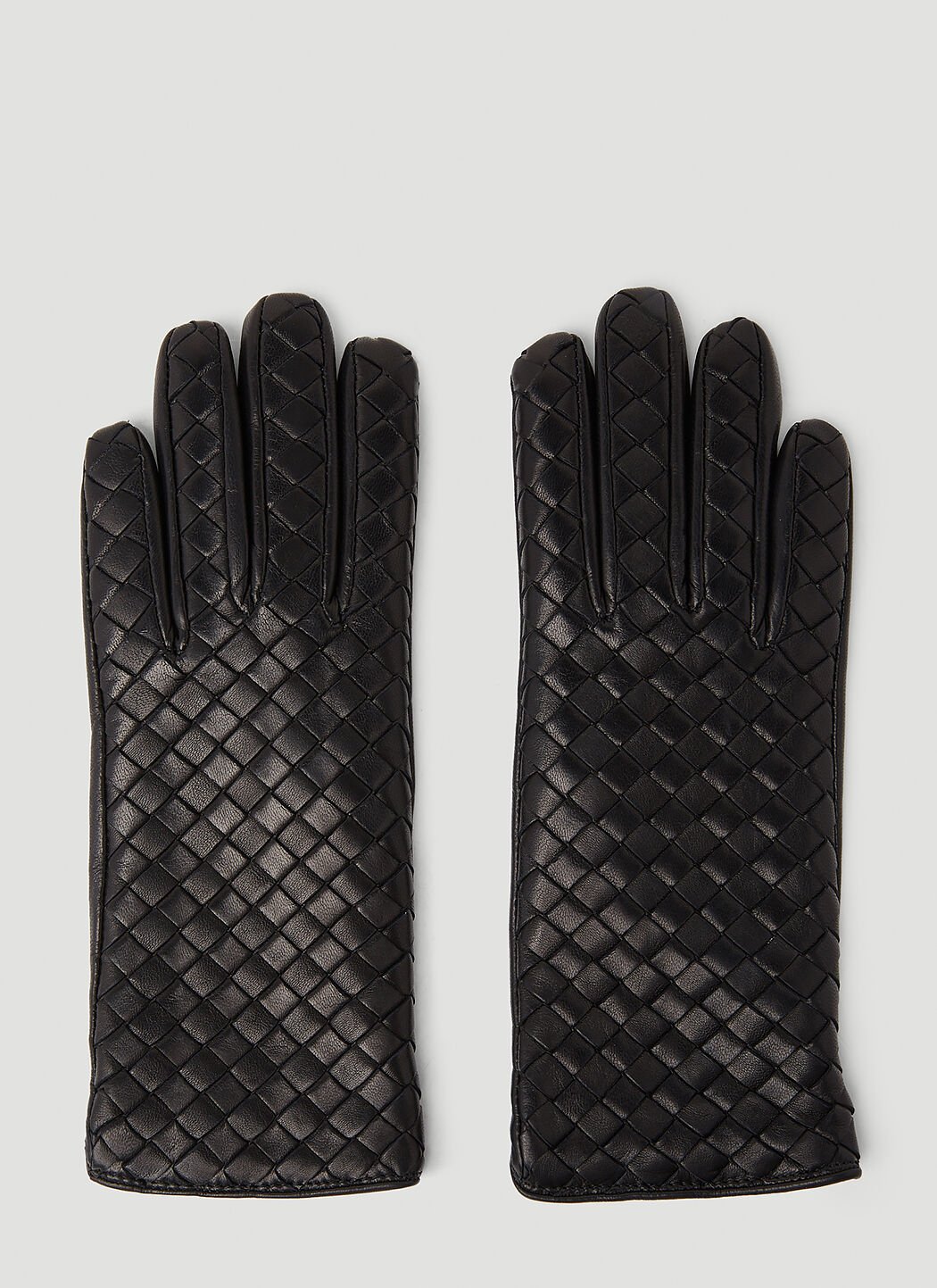 Moncler Intrecciato Leather Gloves Black mon0257036