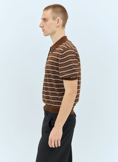 Miu Miu Striped Polo Shirt Brown miu0157002