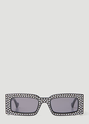 Saint Laurent クリスタル装飾が施された長方形のサングラス。 ブラウン sla0252110
