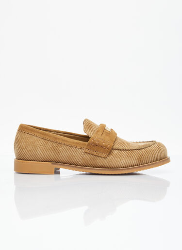 Miu Miu Corduroy Loafers Brown miu0255017