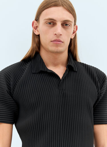 Homme Plissé Issey Miyake Pleated Polo Top Black hmp0158008