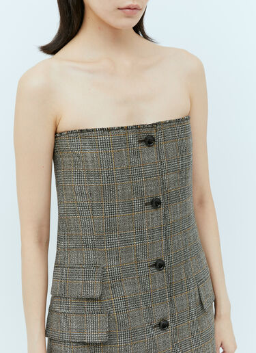 Gucci Prince Of Wales Wool Mini Dress Grey guc0254003