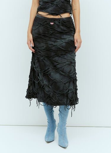 Diesel O-Jal Distressed Midi Skirt Black dsl0257008