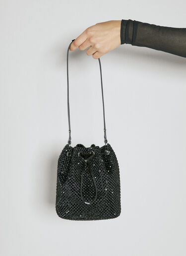 Mini embellished satin bucket bag in black - Prada