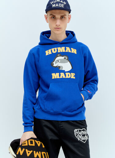 Human Made Logo Print Hooded Sweatshirt Blue hmd0154011