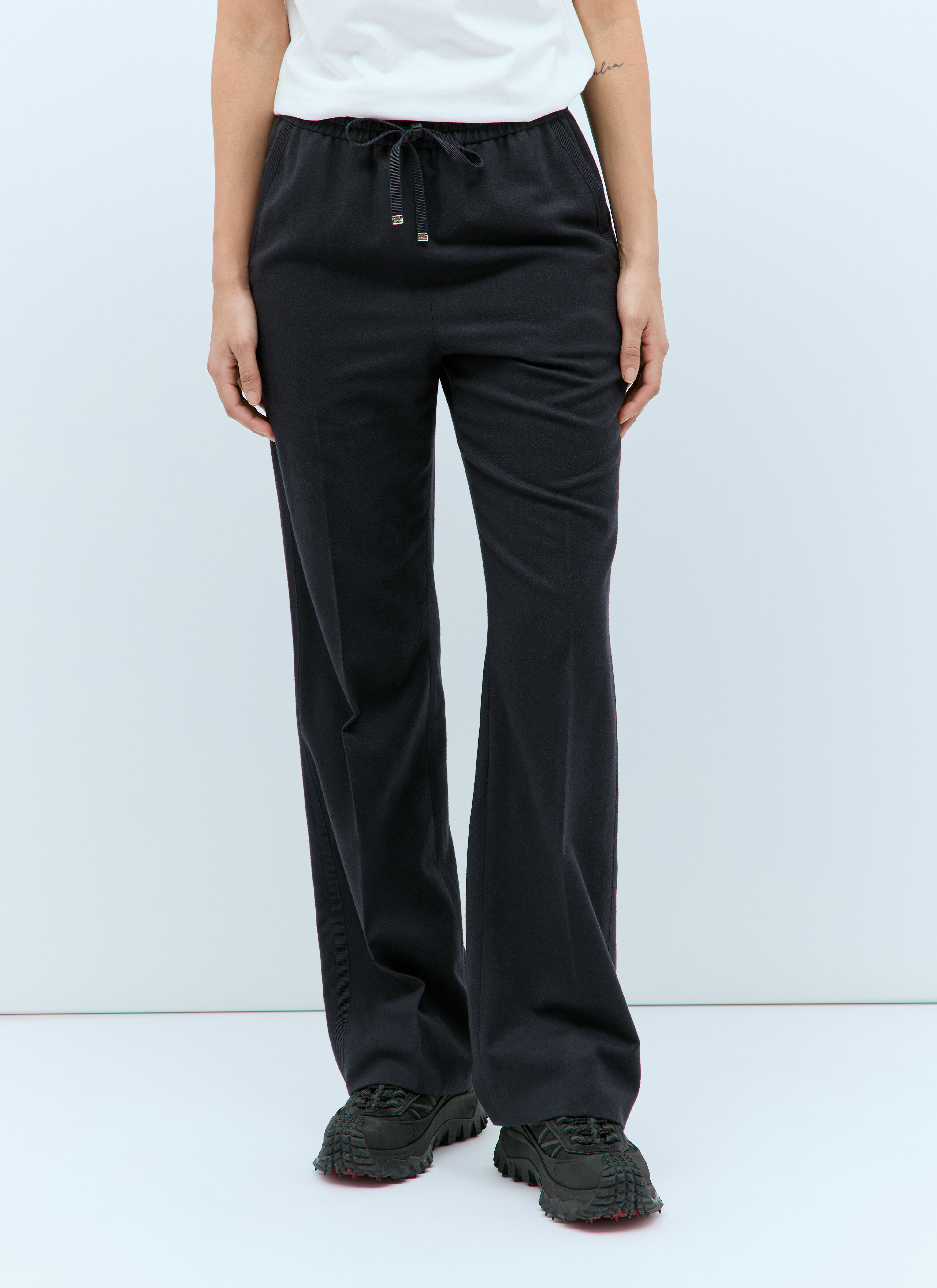 Moncler Wool-Blend Drawstring Trackpants Black mon0257022