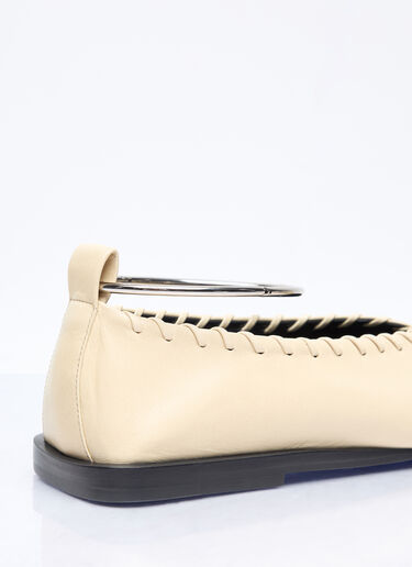 Jil Sander Leather Ballerina Flats Cream jil0256016