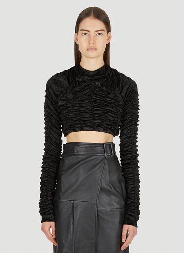 Naked Wardrobe Long Sleeve Ruched Front Crop Top in Black