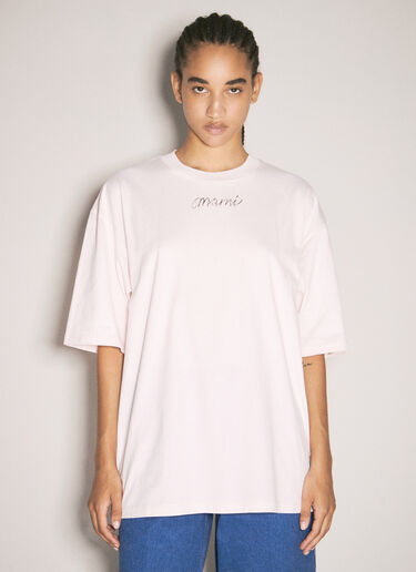 Marni Logo Print T-Shirt Pink mni0257016