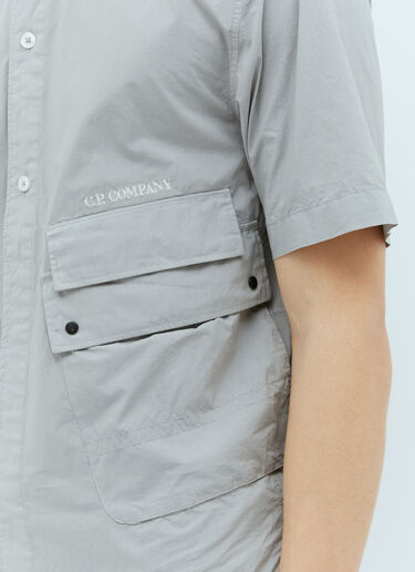 C.P. Company Logo Embroidery Poplin Shirt Grey pco0156012