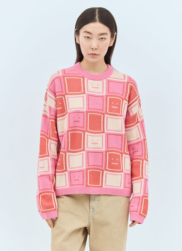 Acne Studios Face Jacquard Sweater Pink acn0257002