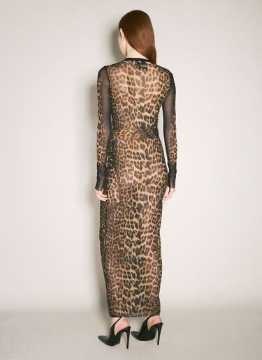 Jean Paul Gaultier Leopard Mesh Maxi Dress Brown jpg0258036