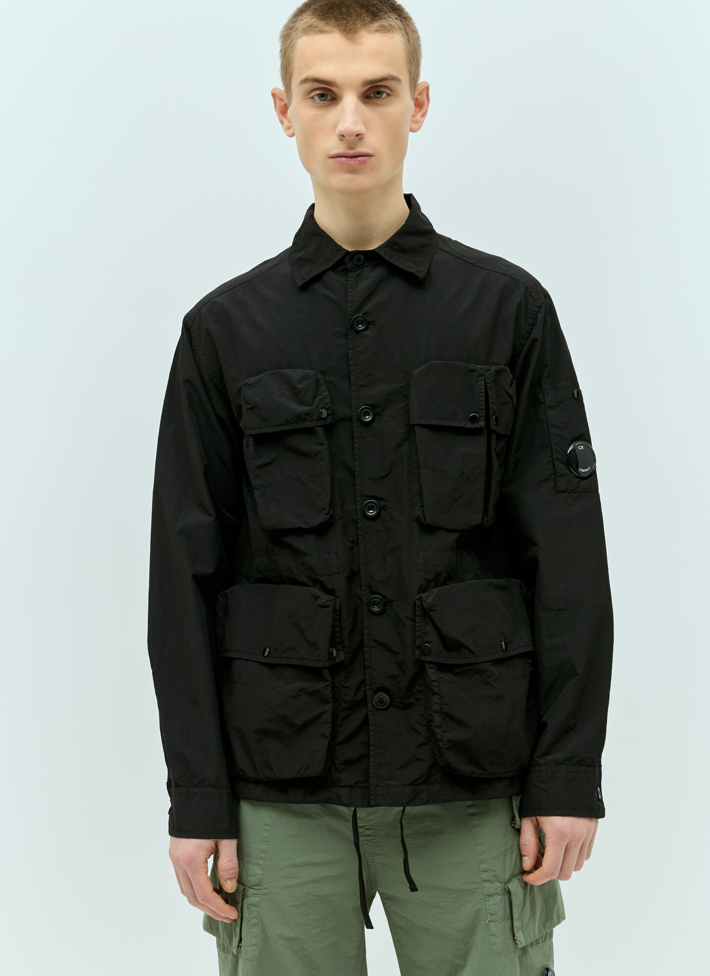 Shop C.p. Company Flatt Nylon Utility Overshirt In Black