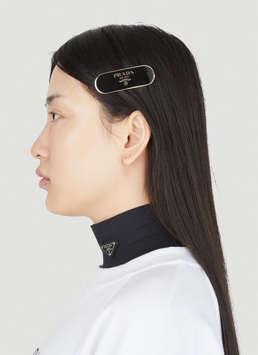 Prada Women's Logo Plaque Hair Clip in Black | LN-CC®