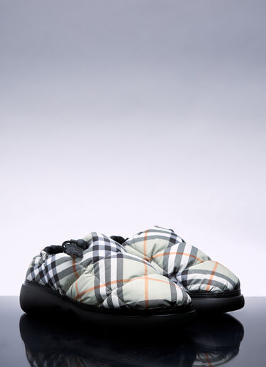 Burberry Check Nylon-Blend Pillow Mule Khaki bur0157026