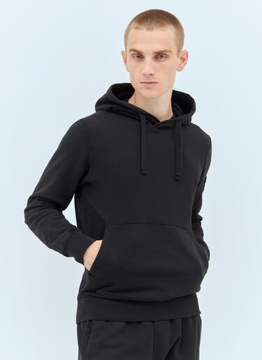 Stone Island Logo Patch Hooded Sweatshirt Black sto0158041