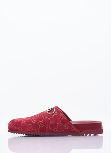 Gucci Horsebit Suede Mules Red guc0257057