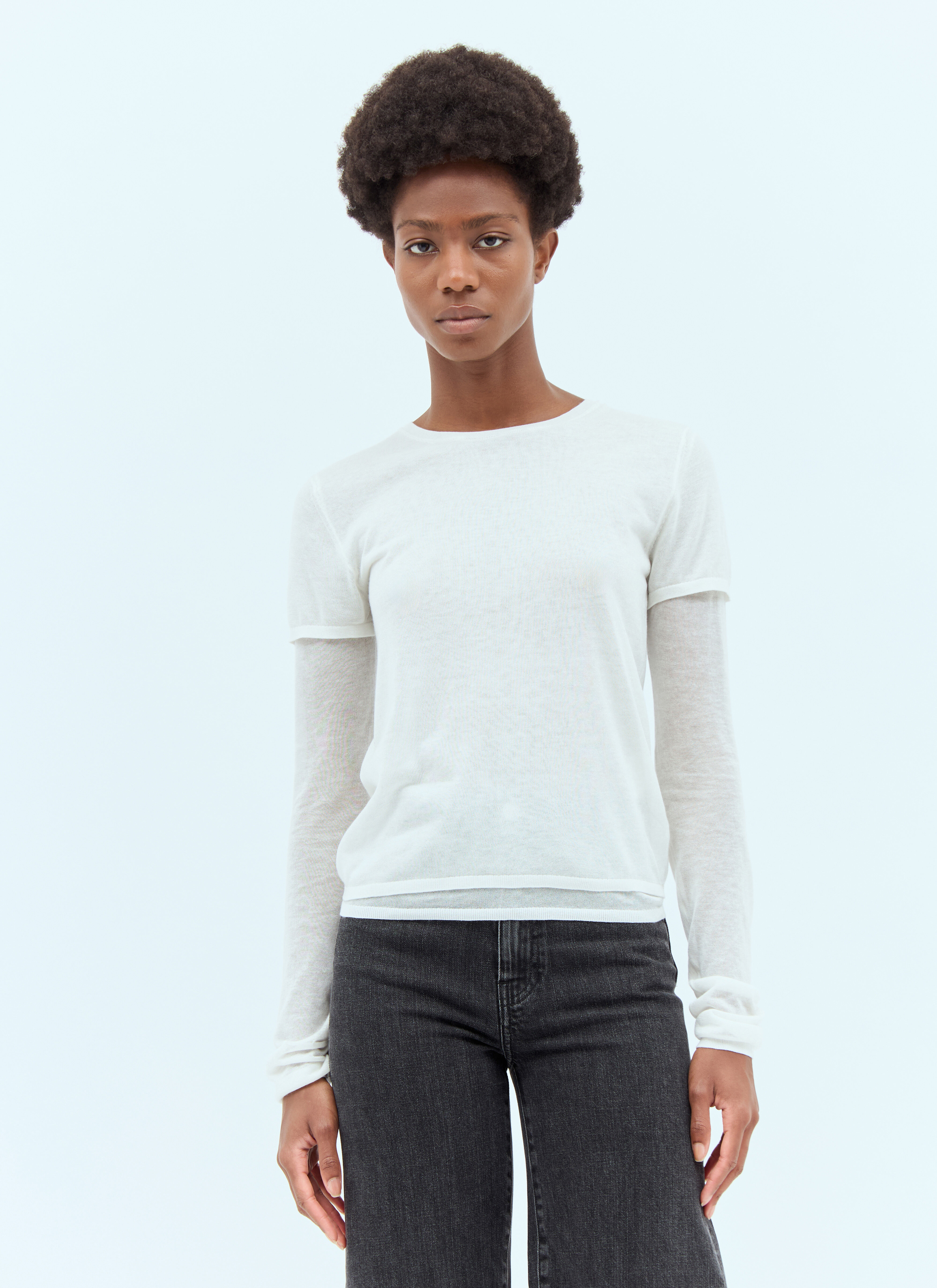 Max Mara Layered Knit T-Shirt White max0257024