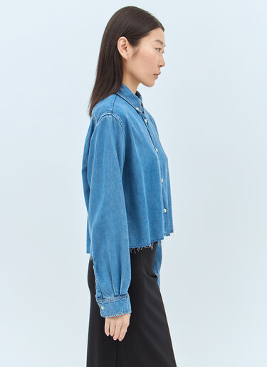 Miu Miu Logo Embroidery Denim Shirt Blue miu0258017