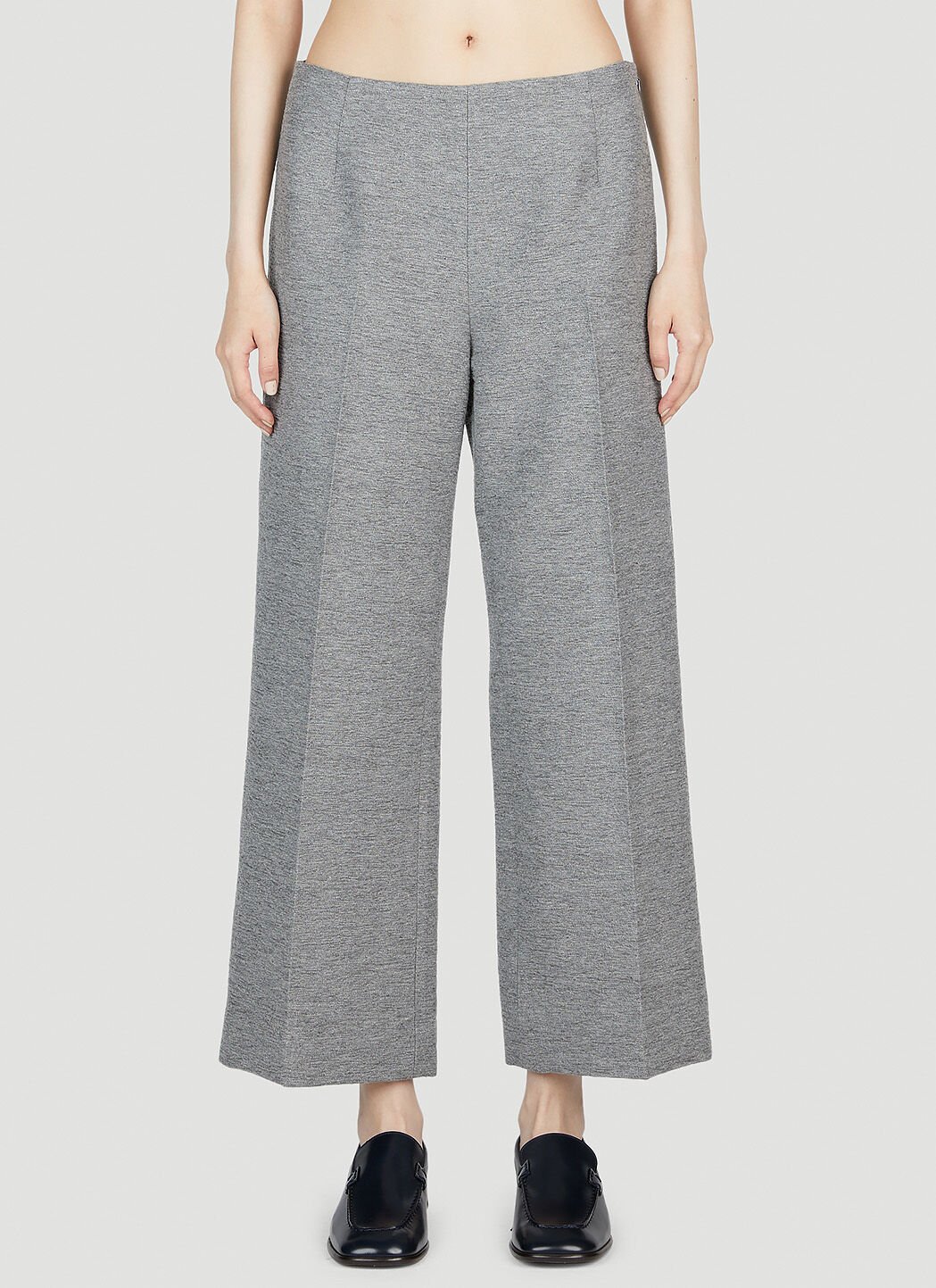 Mid-rise cropped wool-blend pants