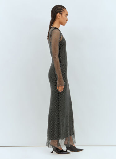 Sportmax Rhinestone Tulle Maxi Dress Black spx0257001