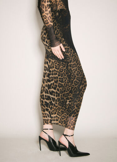 Jean Paul Gaultier Leopard Mesh Maxi Skirt Black jpg0258033