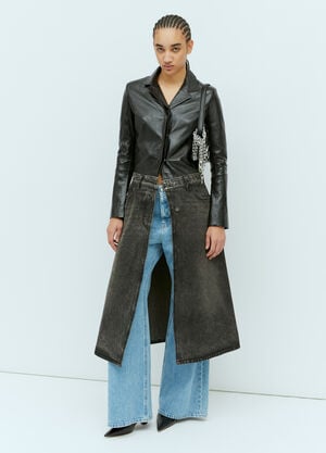 Diesel L-Ory Leather And Denim Coat Black dsl0257007